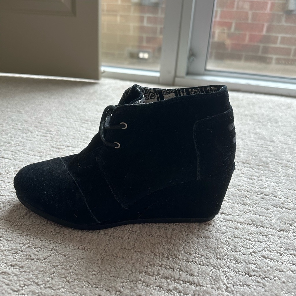Black Suede Wedge Ankle Boots